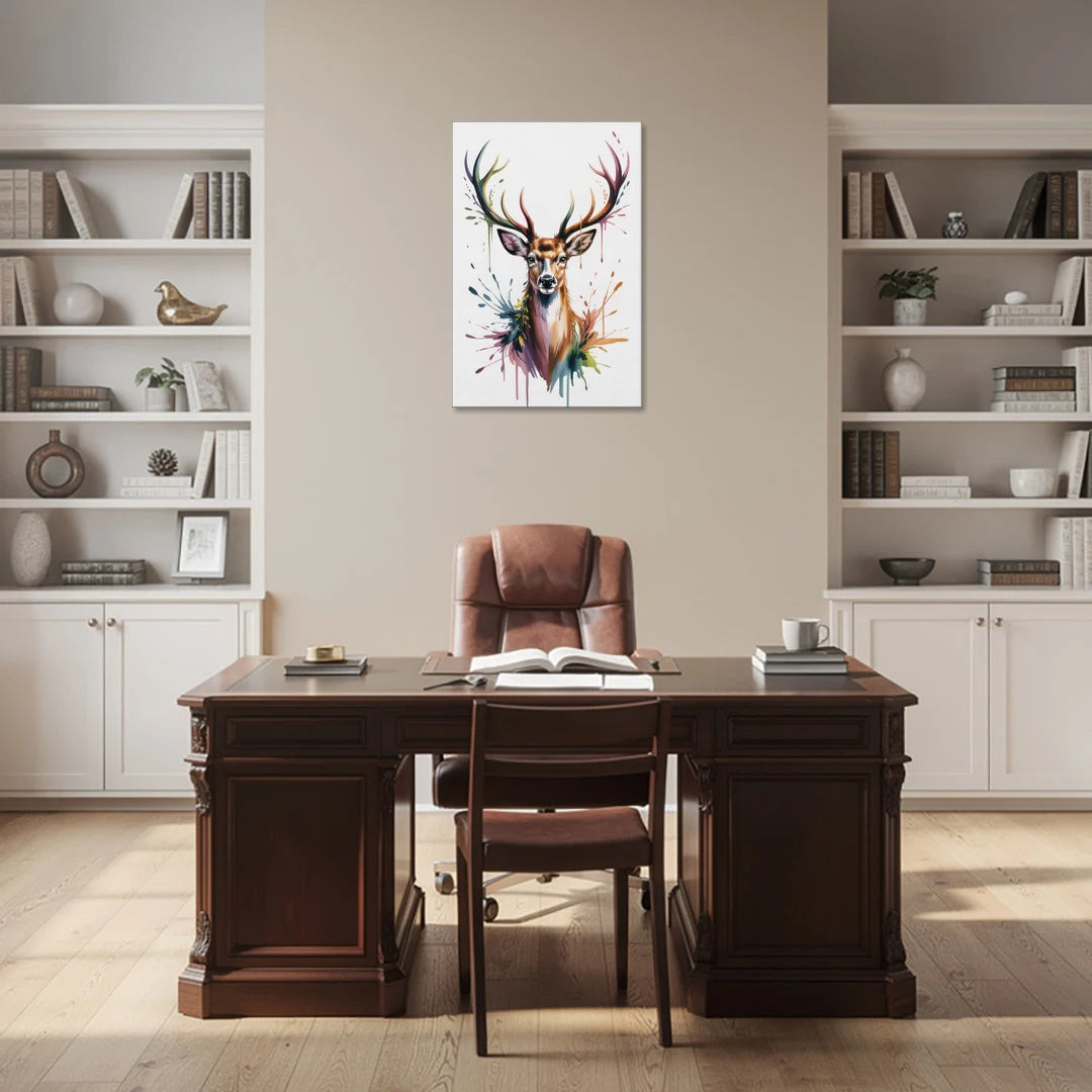 Deer Head in Profile - Canvas Wall Art - Office - 24x36