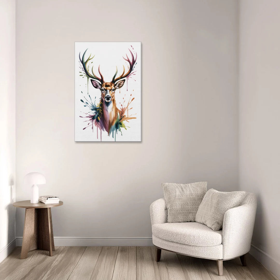 Deer Head in Profile - Canvas Wall Art - Sofa - 24x36
