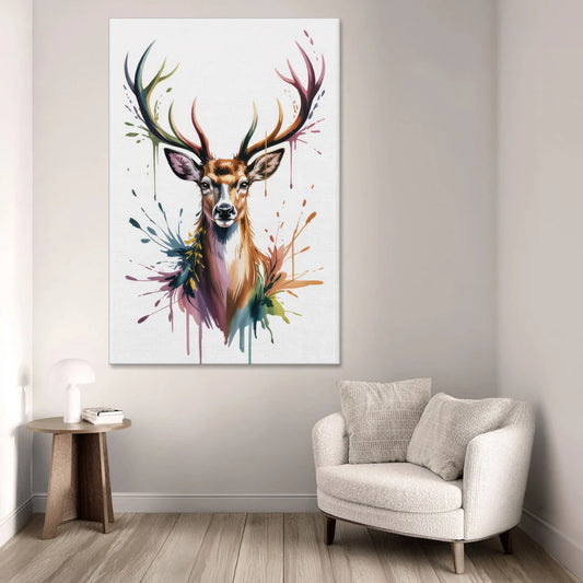 Deer Head in Profile - Canvas Wall Art - Sofa - 40x60
