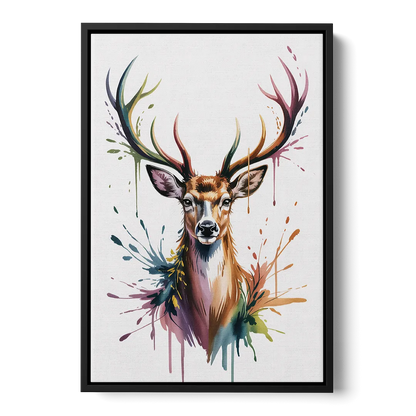 Deer Head in Profile - Black Frame Canvas