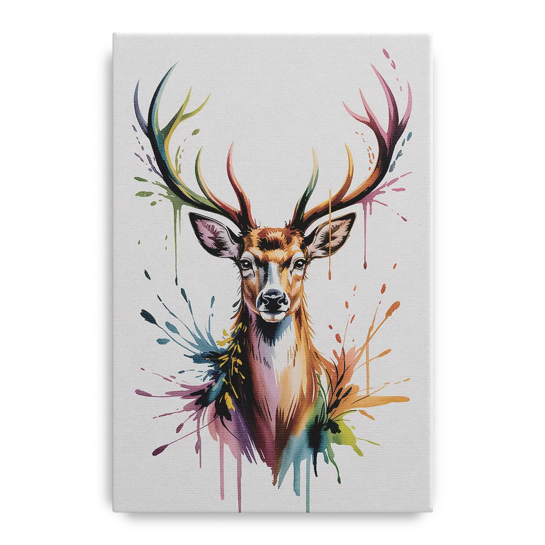 Deer Head in Profile Front - Canvas Wall Art