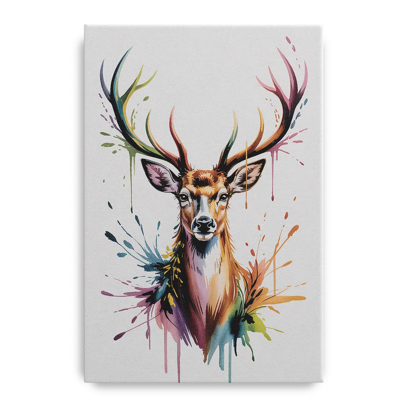 Deer Head in Profile Front - Canvas Wall Art
