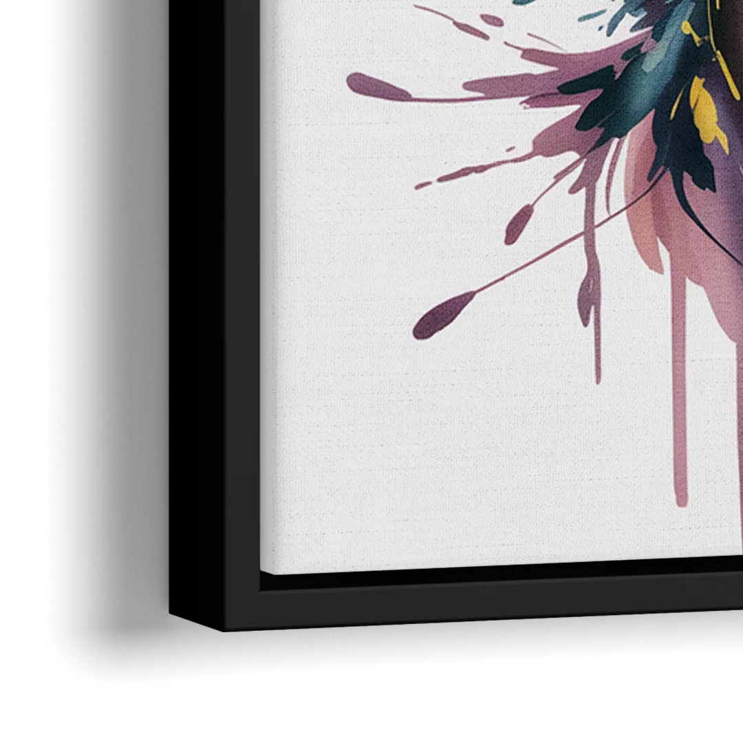 Deer Head in Profile - Close-Up Black Frame Canvas