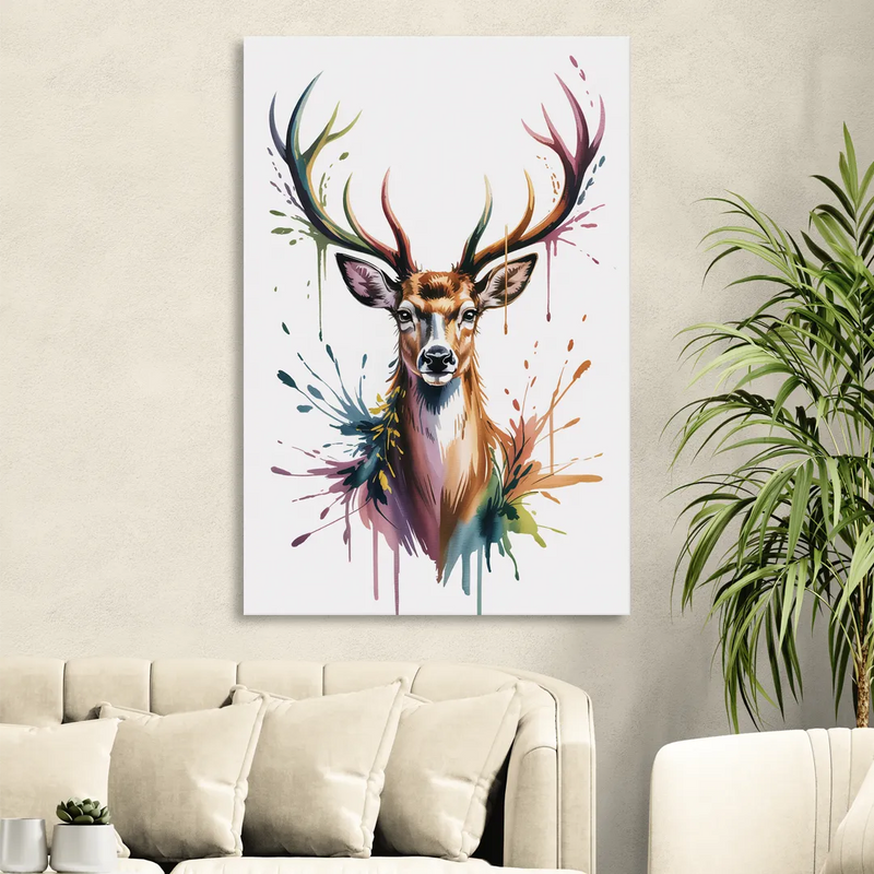Deer Head in Profile Sitting Room - Canvas Wall Art