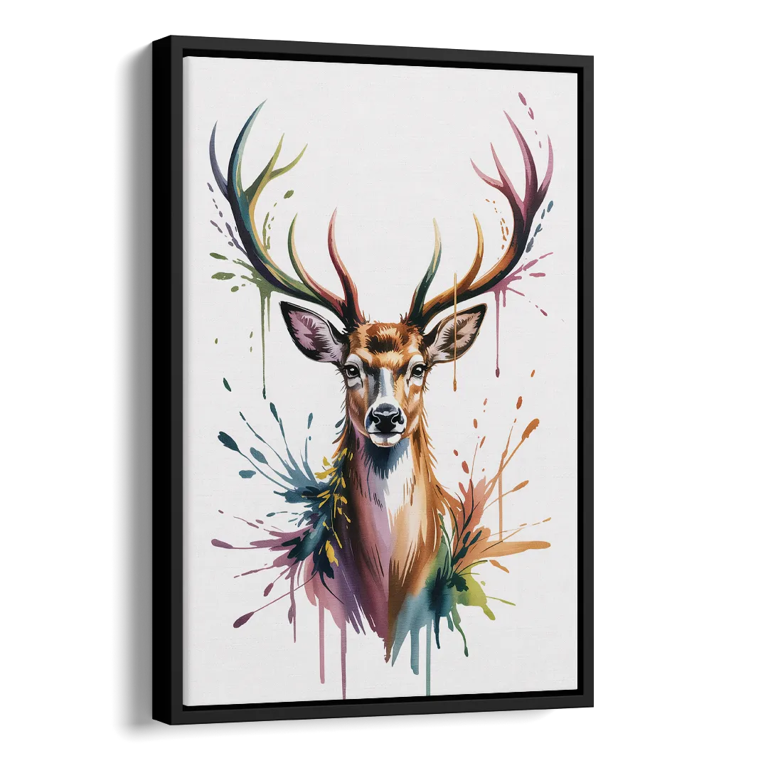 Deer Head in Profile Side - Black Canvas Wall Art