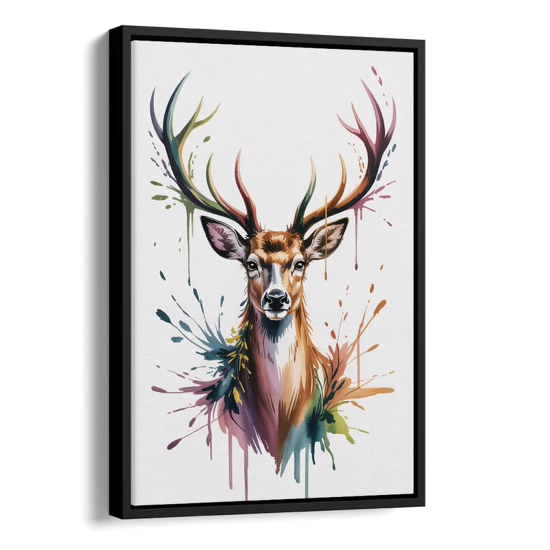 Deer Head in Profile Side - Black Canvas Wall Art