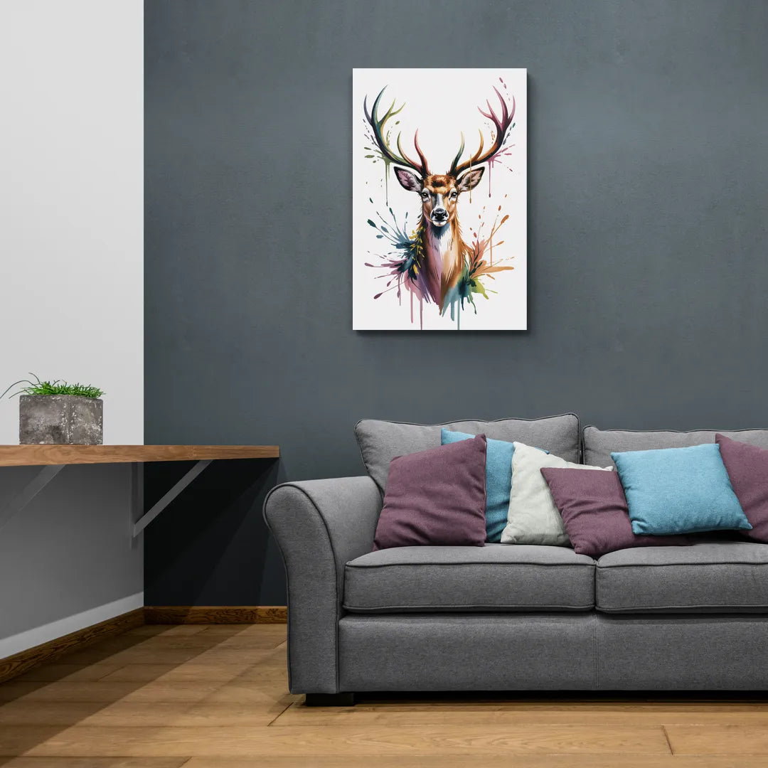 Deer Head in Profile - Canvas Wall Art Living Room