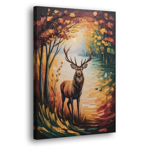 Deer Hunt in Autumn - Canvas Wall Art - Side