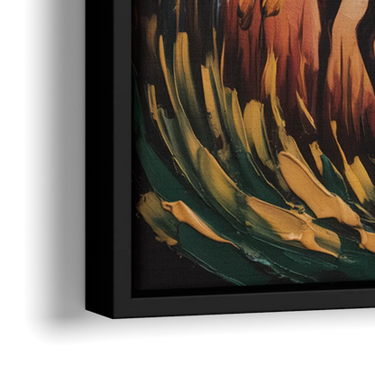Deer Hunt in Autumn - Close-Up Black Frame Canvas