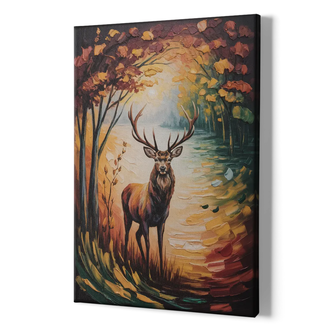 Deer Hunt in Autumn - Canvas Print Art Sides