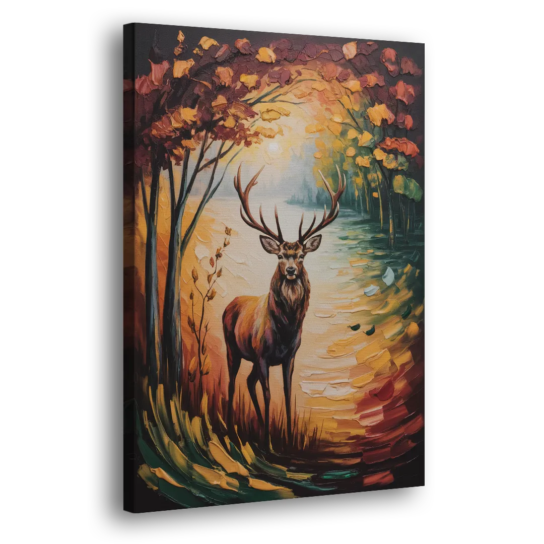 Deer Hunt in Autumn Side - Canvas Wall Art