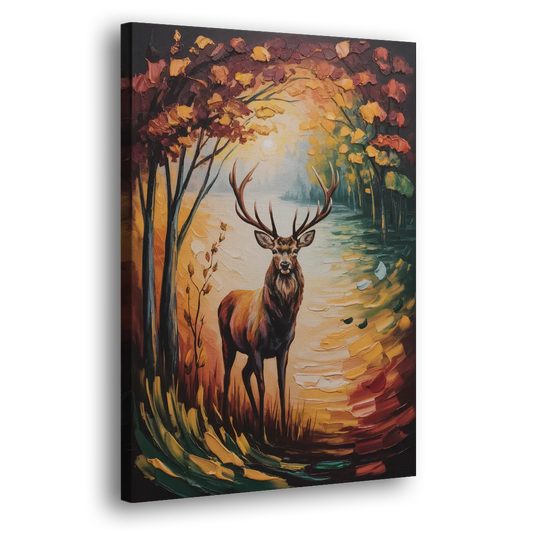 Deer Hunt in Autumn Side - Canvas Wall Art