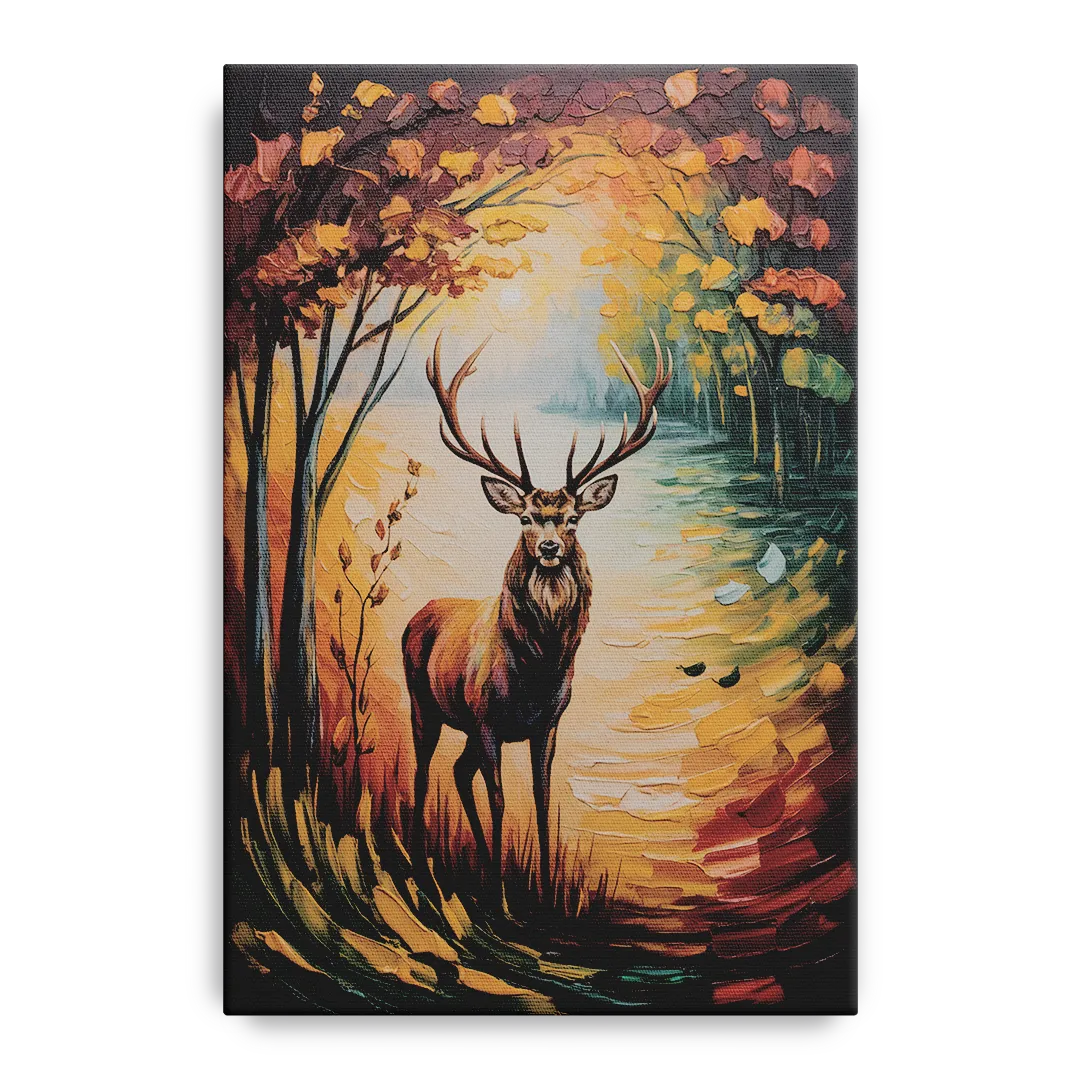 Deer Hunt in Autumn Front - Canvas Wall Art