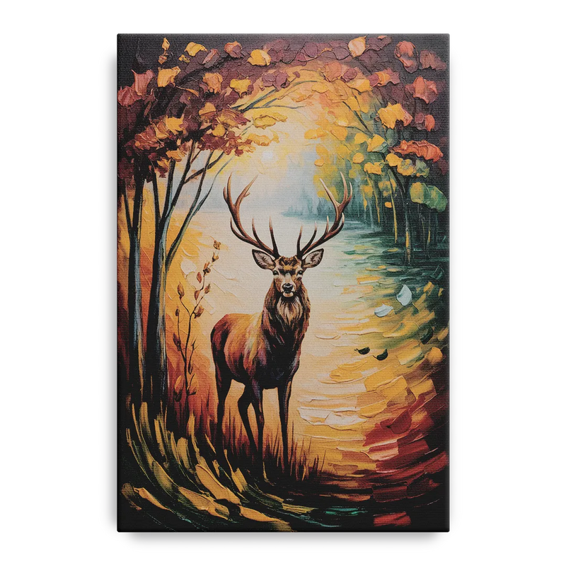 Deer Hunt in Autumn Front - Canvas Wall Art