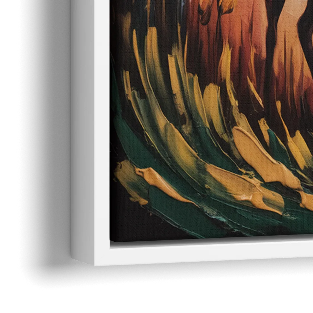 Deer Hunt in Autumn - Close-Up White Frame Canvas