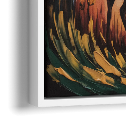 Deer Hunt in Autumn - Close-Up White Frame Canvas