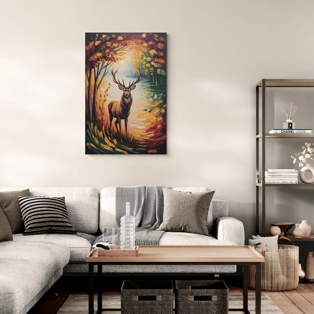 Deer Hunt in Autumn - Canvas Wall Art Living Room