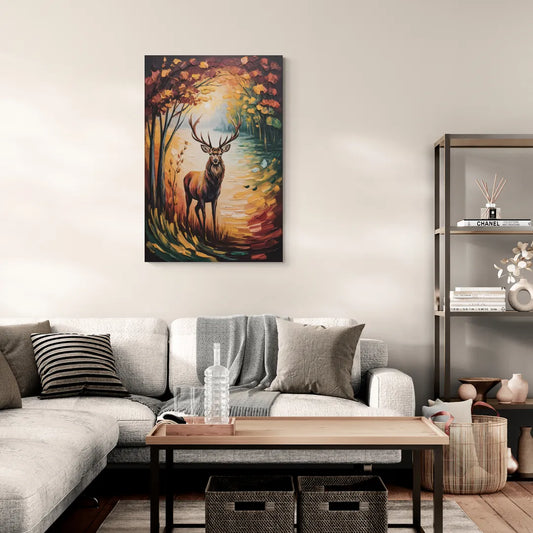 Deer Hunt in Autumn - Canvas Wall Art Living Room
