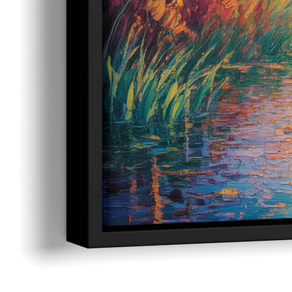 Deer in the Serene Forest - Close-Up Black Frame Canvas