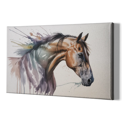 Delicate Horse Watercolor Portrait - Canvas Print Art Sides