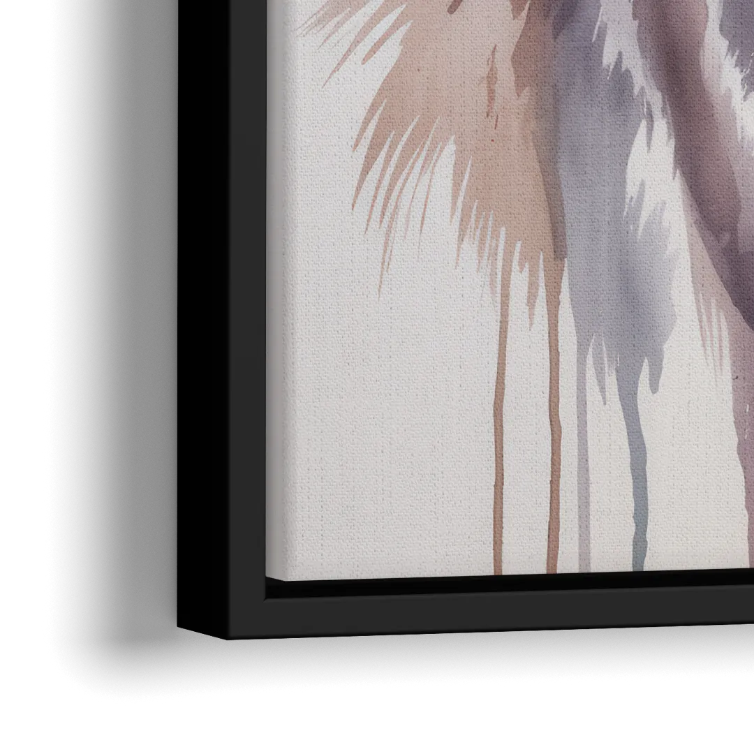 Delicate Horse Watercolor Portrait - Close-Up Black Frame Canvas