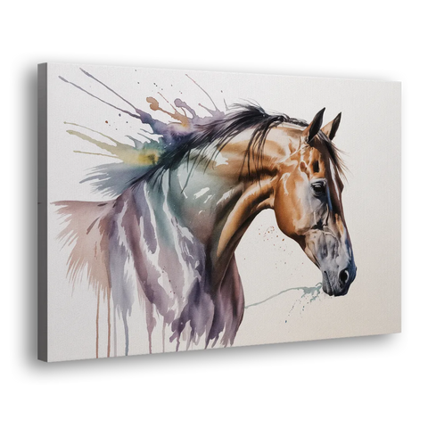 Delicate Horse Watercolor Portrait - Canvas Wall Art