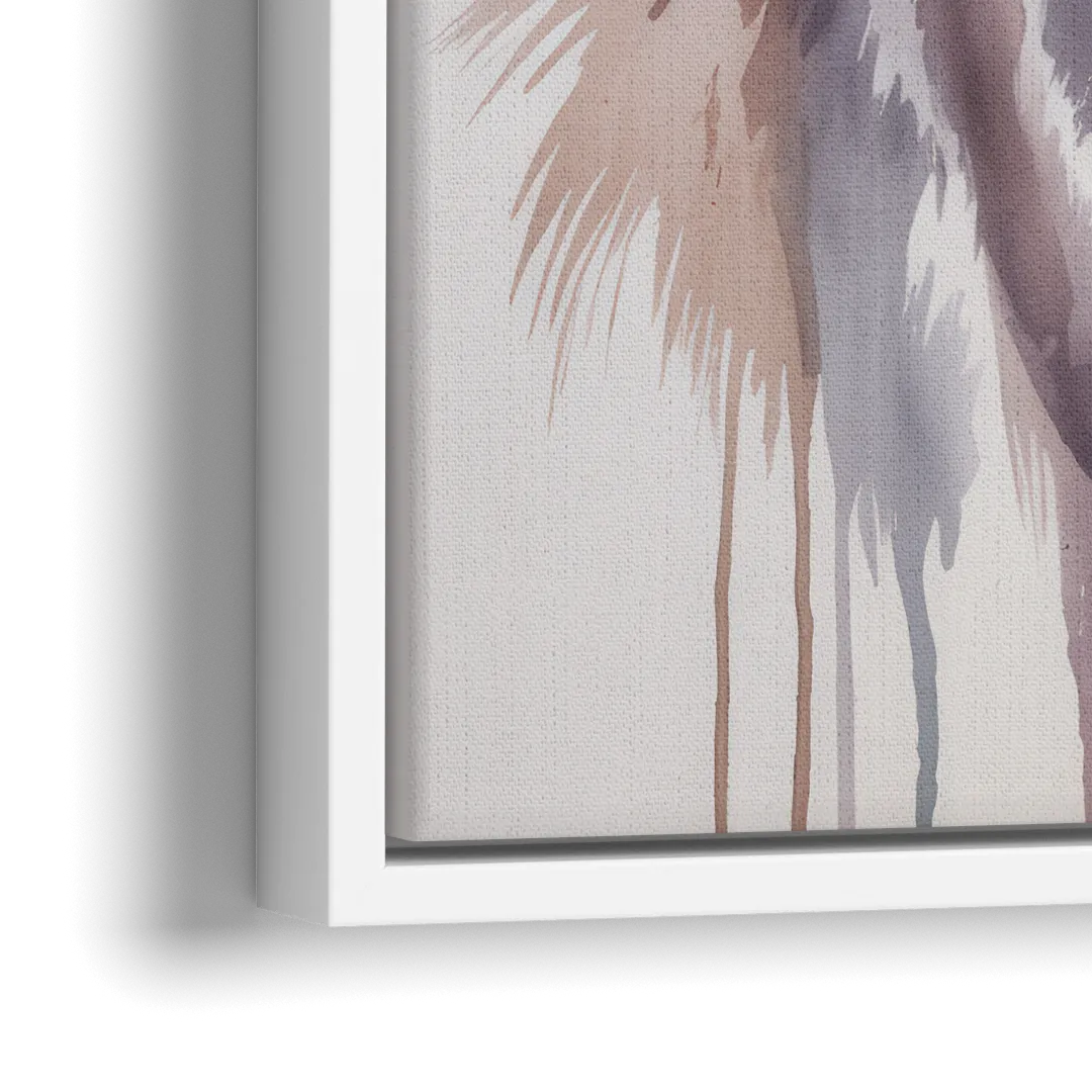 Delicate Horse Watercolor Portrait - Close-Up White Frame Canvas