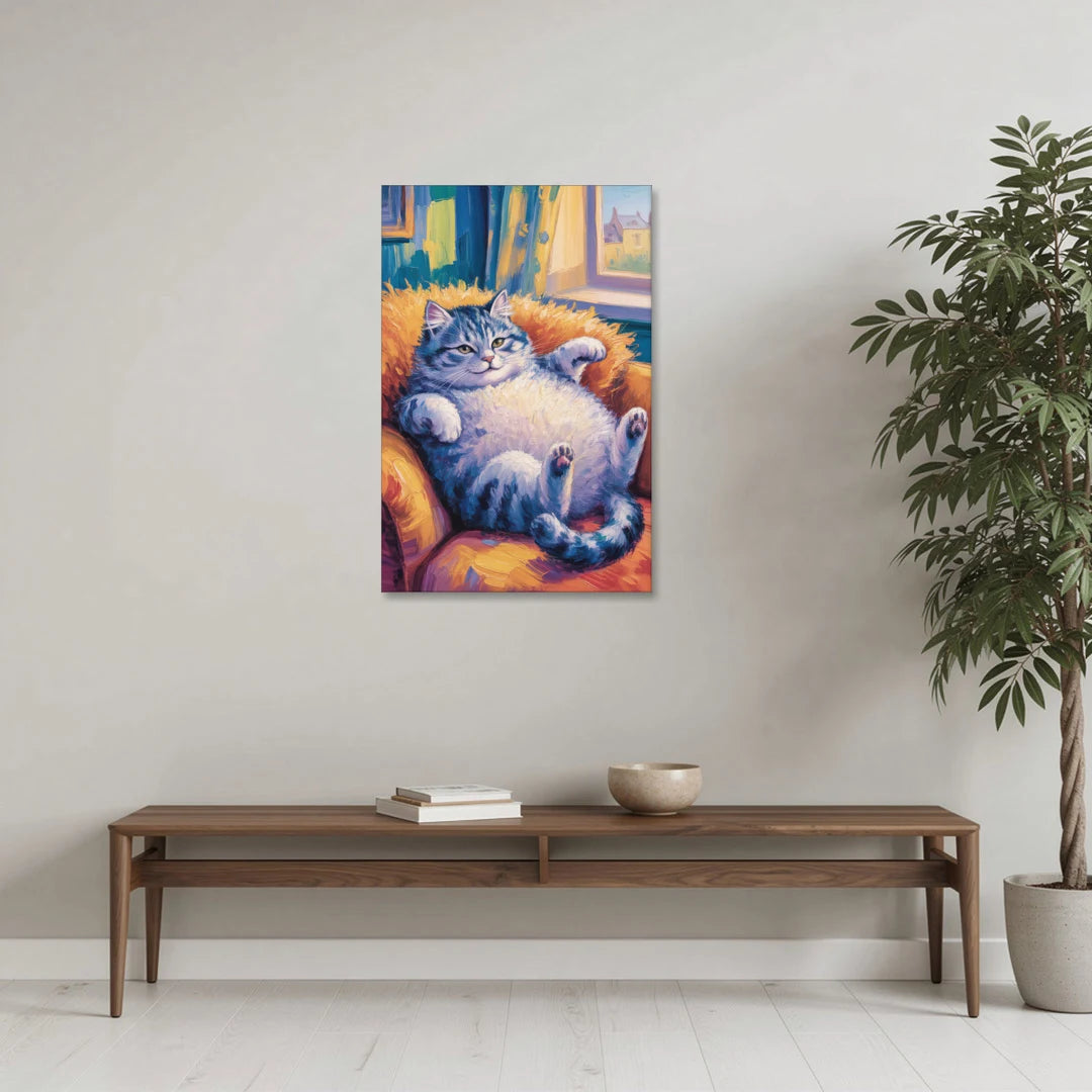 Delightful Fat Cat - Canvas Wall Art - Coffee Table - 24x36