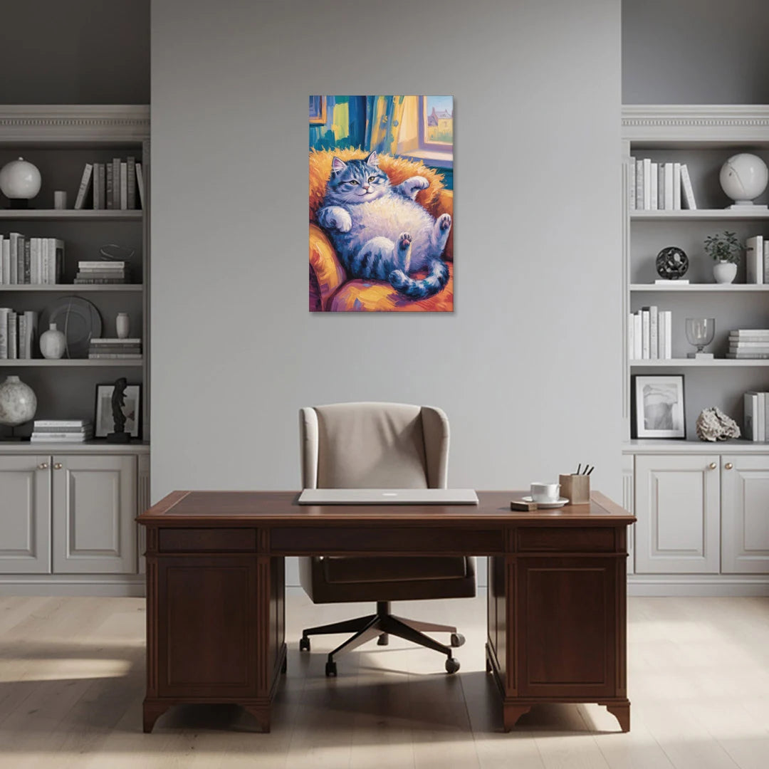 Delightful Fat Cat - Canvas Wall Art - Office - 24x36