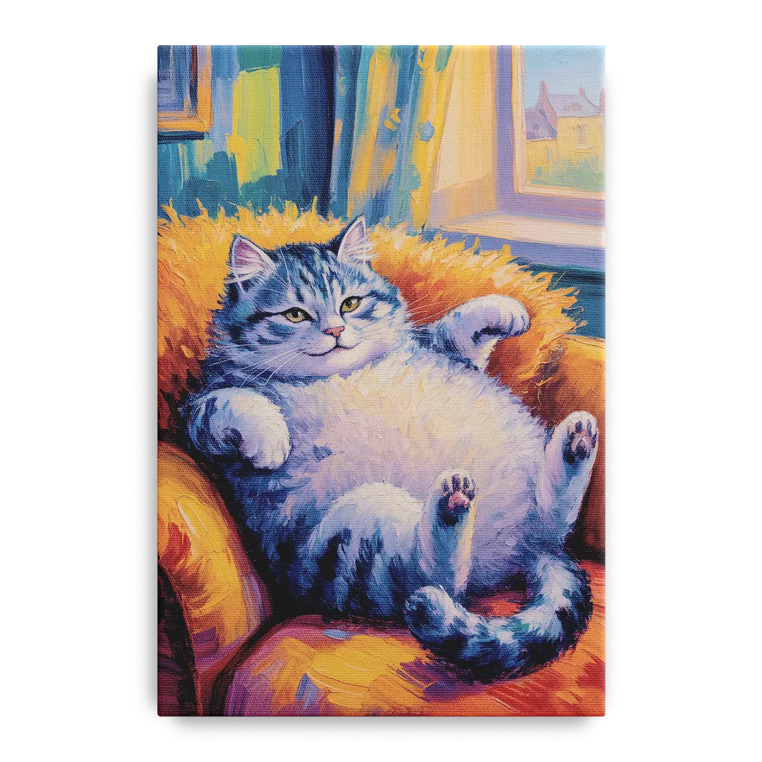 Delightful Fat Cat - Canvas Wall Art