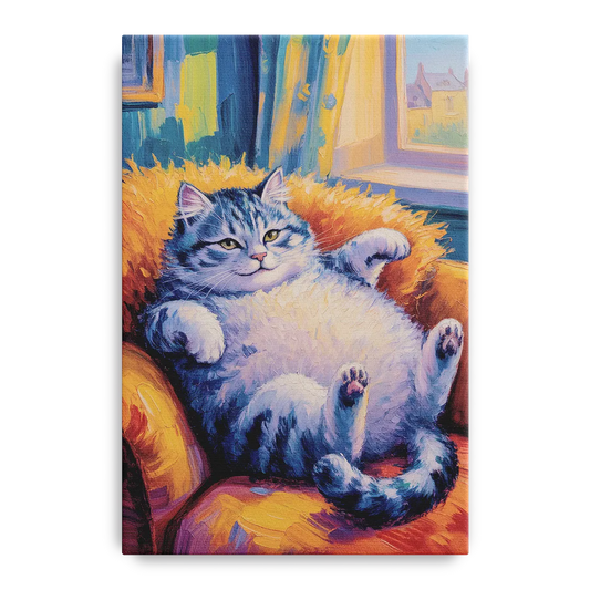 Delightful Fat Cat - Canvas Wall Art