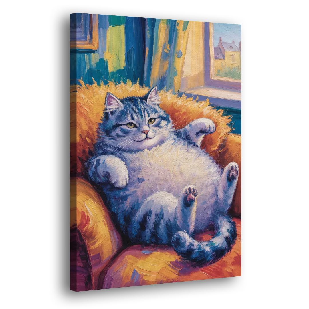 Delightful Fat Cat Side - Canvas Wall Art