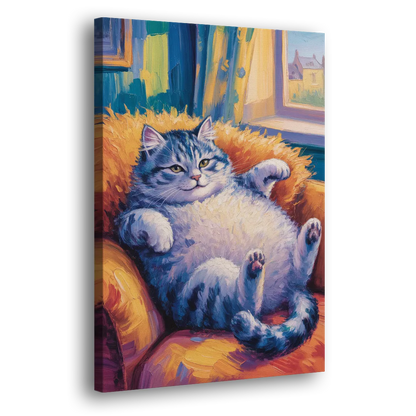 Delightful Fat Cat Side - Canvas Wall Art