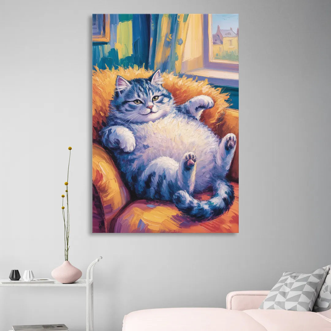 Delightful Fat Cat Living Room - Canvas Wall Art