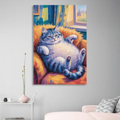 Delightful Fat Cat Living Room - Canvas Wall Art