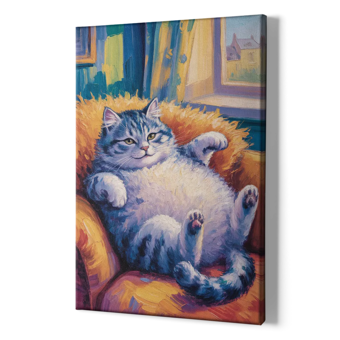 Delightful Fat Cat - Canvas Print Art Sides