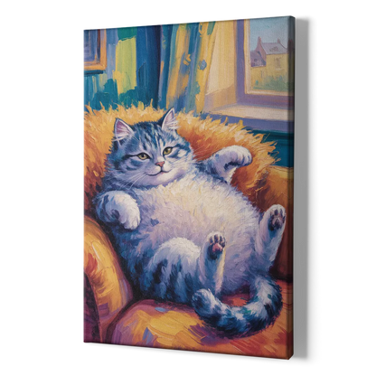 Delightful Fat Cat - Canvas Print Art Sides