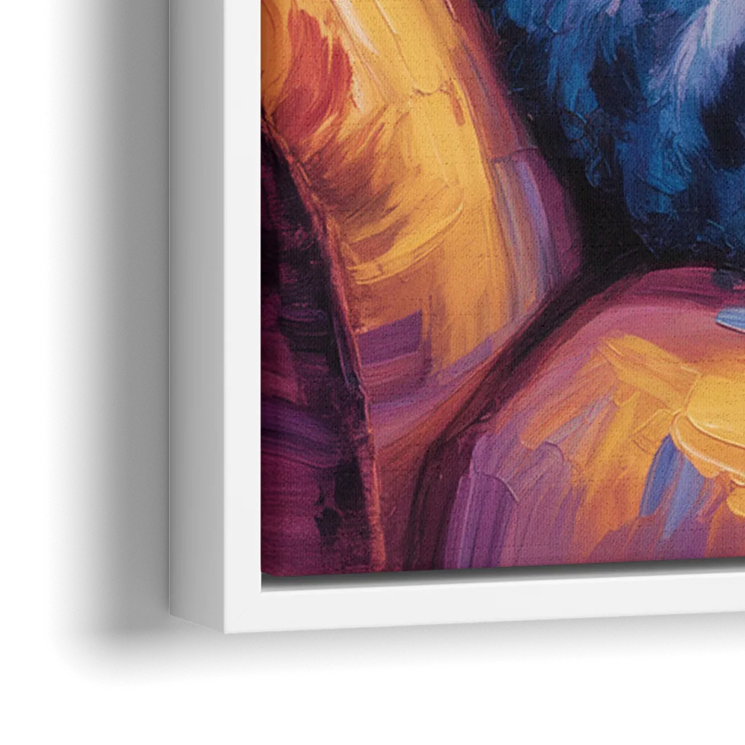 Delightful Fat Cat - Close-Up White Frame Canvas
