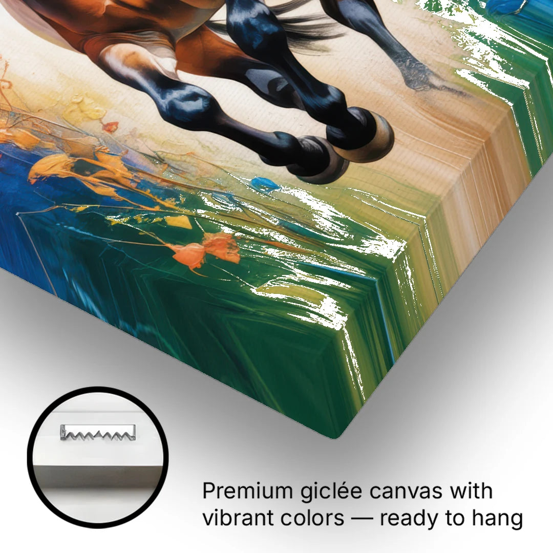 Delightful Horse Play - Canvas Wall Art - Gallery Wrap Corner