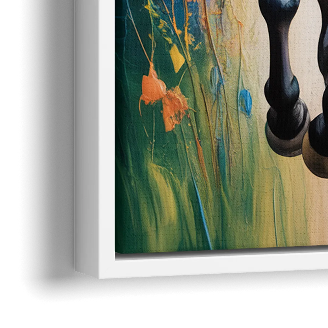 Delightful Horse Play - Close-Up White Frame Canvas
