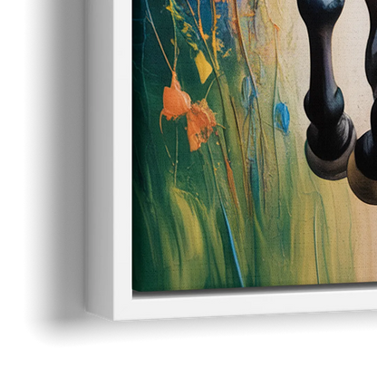 Delightful Horse Play - Close-Up White Frame Canvas