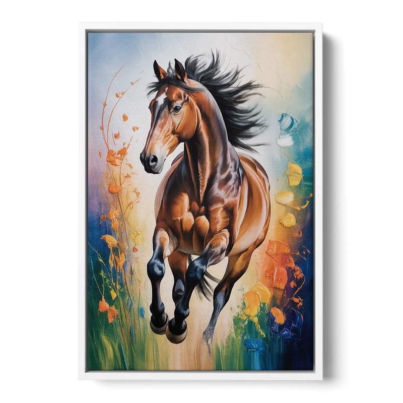 Delightful Horse Play Front - White Canvas Wall Art