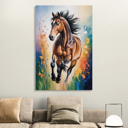 Delightful Horse Play Living Room - Canvas Wall Art