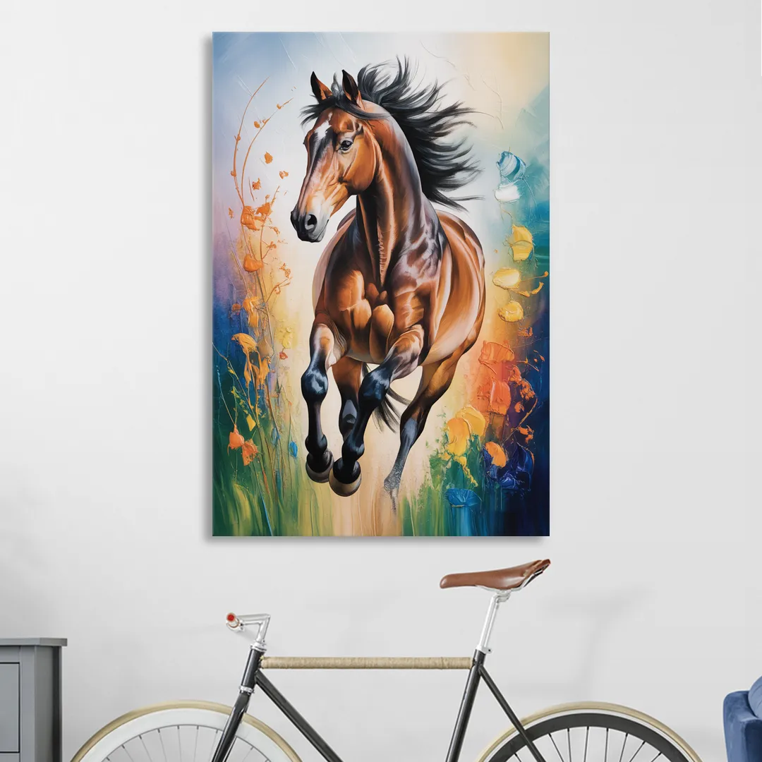 Delightful Horse Play Sitting Room - Canvas Wall Art