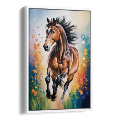 Delightful Horse Play Side - White Canvas Wall Art