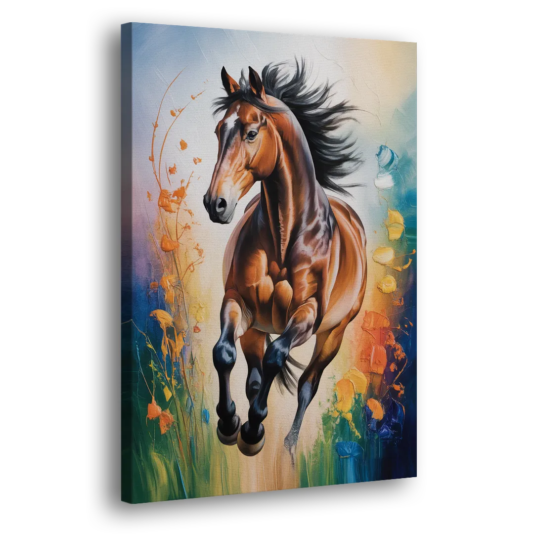 Delightful Horse Play Side - Canvas Wall Art
