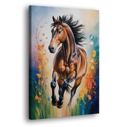 Delightful Horse Play Side - Canvas Wall Art