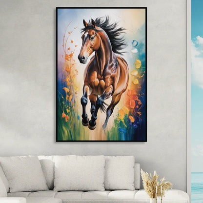 Delightful Horse Play Sitting Room - Black Canvas Wall Art
