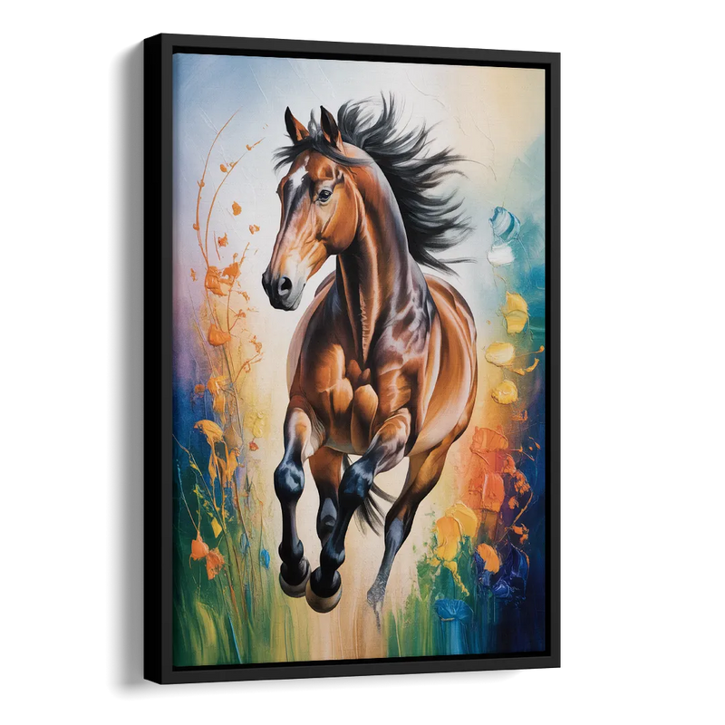 Delightful Horse Play Side - Black Canvas Wall Art