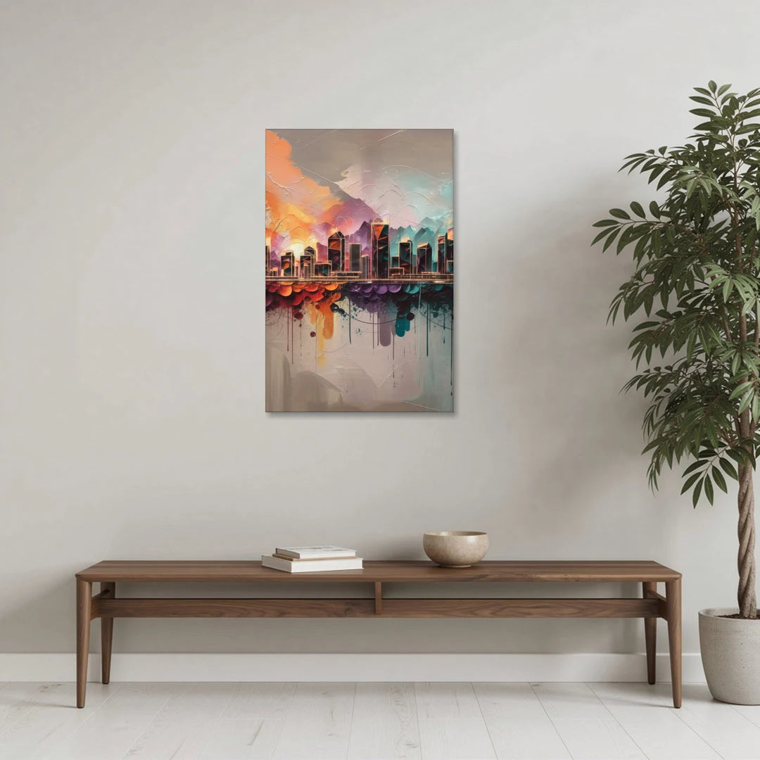 Denver Artistic Skyline - Canvas Wall Art - Coffee Table - 24x36